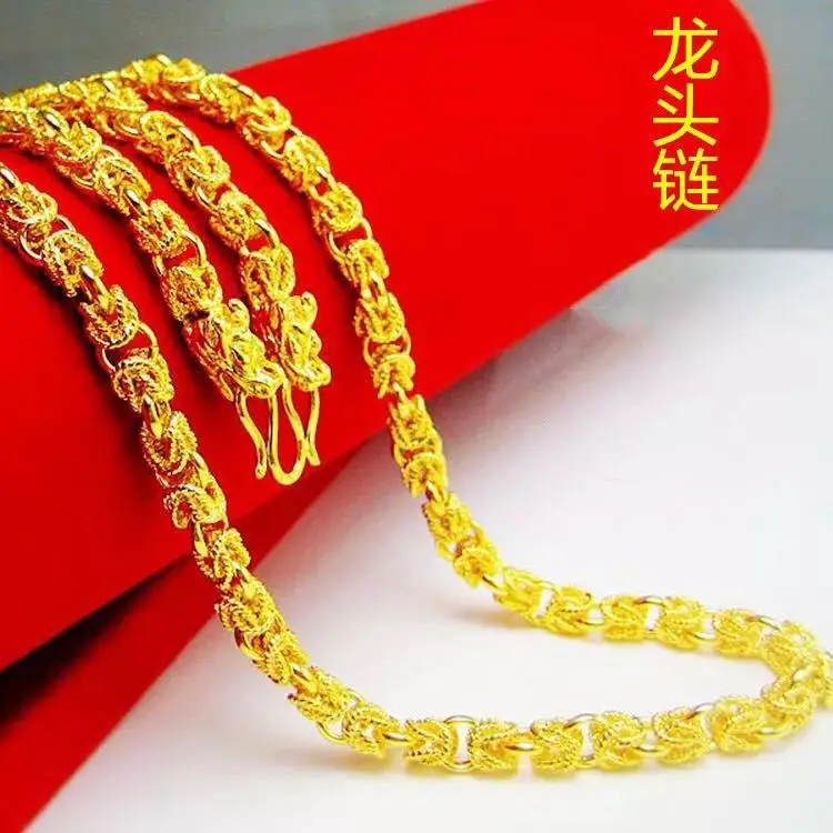 9999 24K real gold store same style men's gold necklace domineering dragon head boss chain luxury jewelry