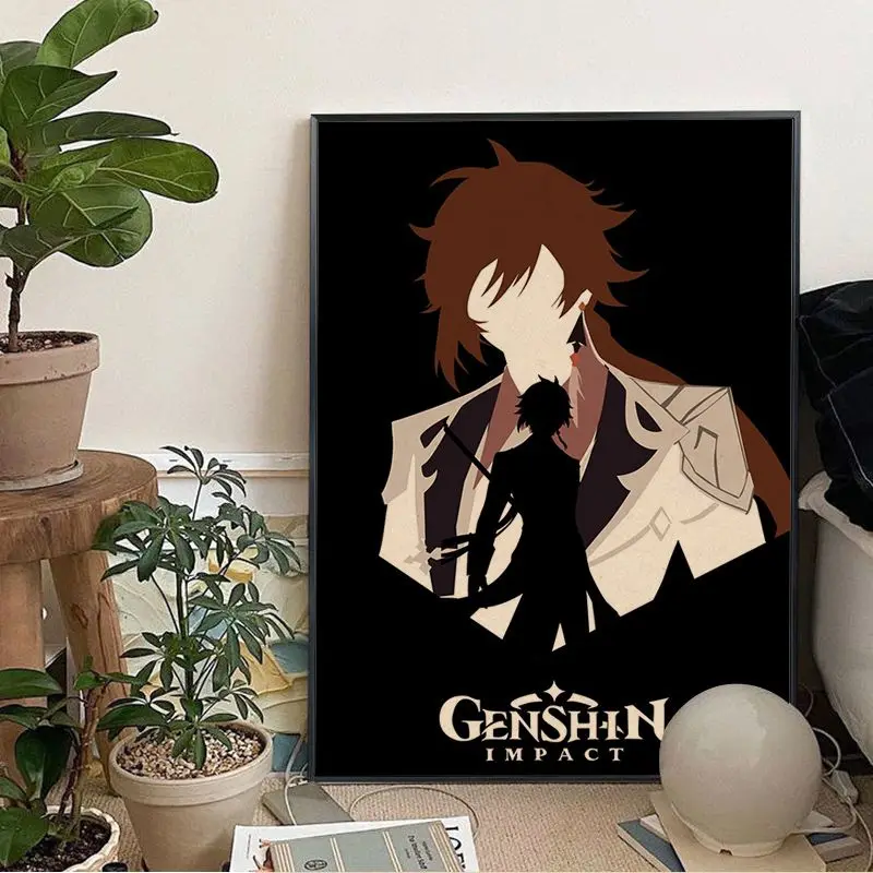 Genshin Impact Anime Picture Character Anime Posters Kraft Paper Sticker Home Bar Cafe Kawaii Room Decor