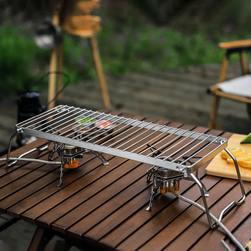 Portable Outdoor Folding Stand Stainless Steel Stove Head Holder Grill Picnic Barbecue Cooking Holder
