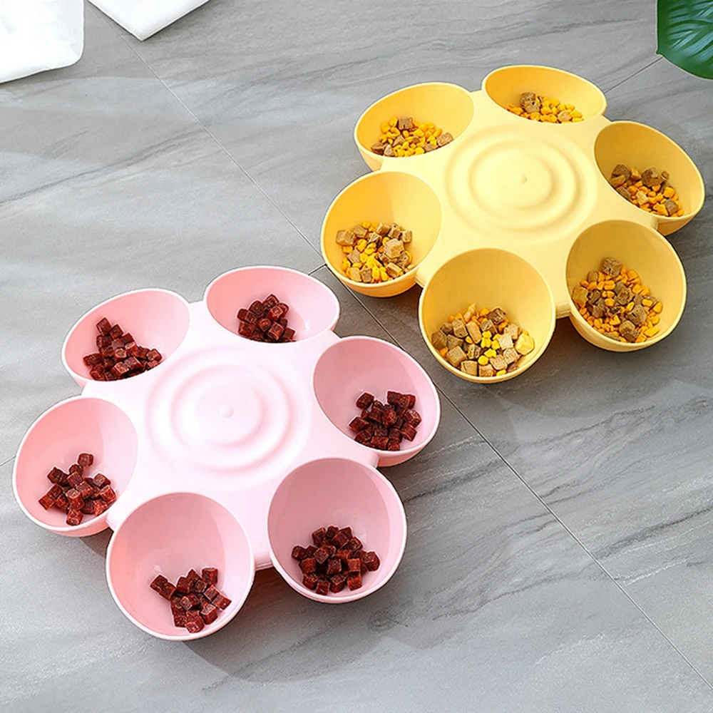 Freeship 6 In 1 Dog Bowl Puppy Slow Feeder Cat Water Bottle Bottom Flower Shape Food Container Diet Dish Pet Supplies