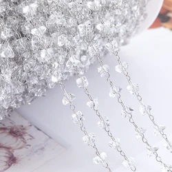 1M Transparent Grave Crystal Stone Beads Copper Chain Irregular Triangle Steel Color Chain DIY Necklace Bracelet Jewelry Making