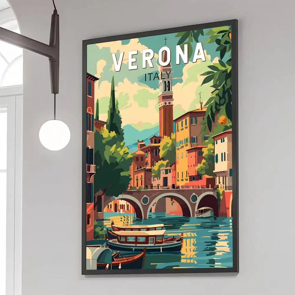 Florence Venice Italy Typographic Europe Travel Classic Anime Poster Waterproof Paper Sticker Coffee House Bar Room Wall Decor