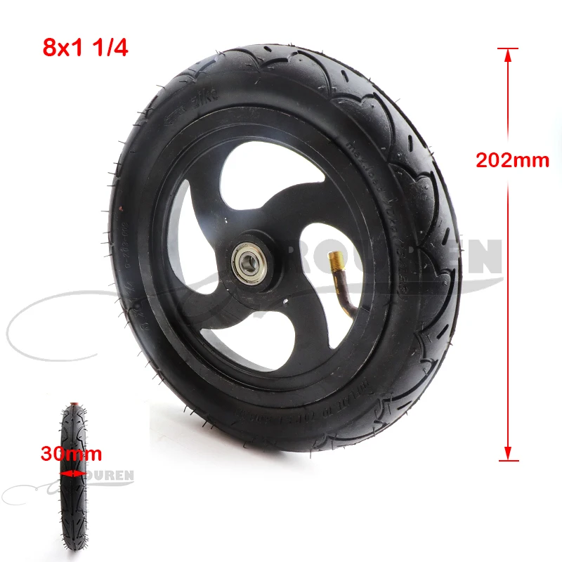 

8 inch air wheel with Aluminium Alloy Hub For Kickscooter Scooter 8x1 1/4 32mm Width Inflated Tube Wheel