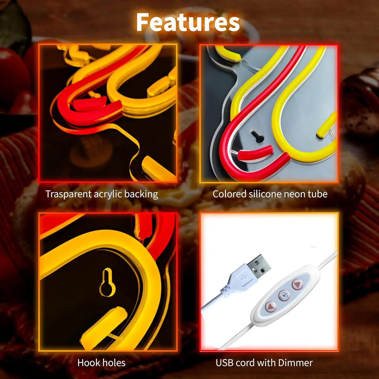 Hot Dog neon lights are used for wall decorations, hot dog LED signs are used for fast restaurant decorations, and store