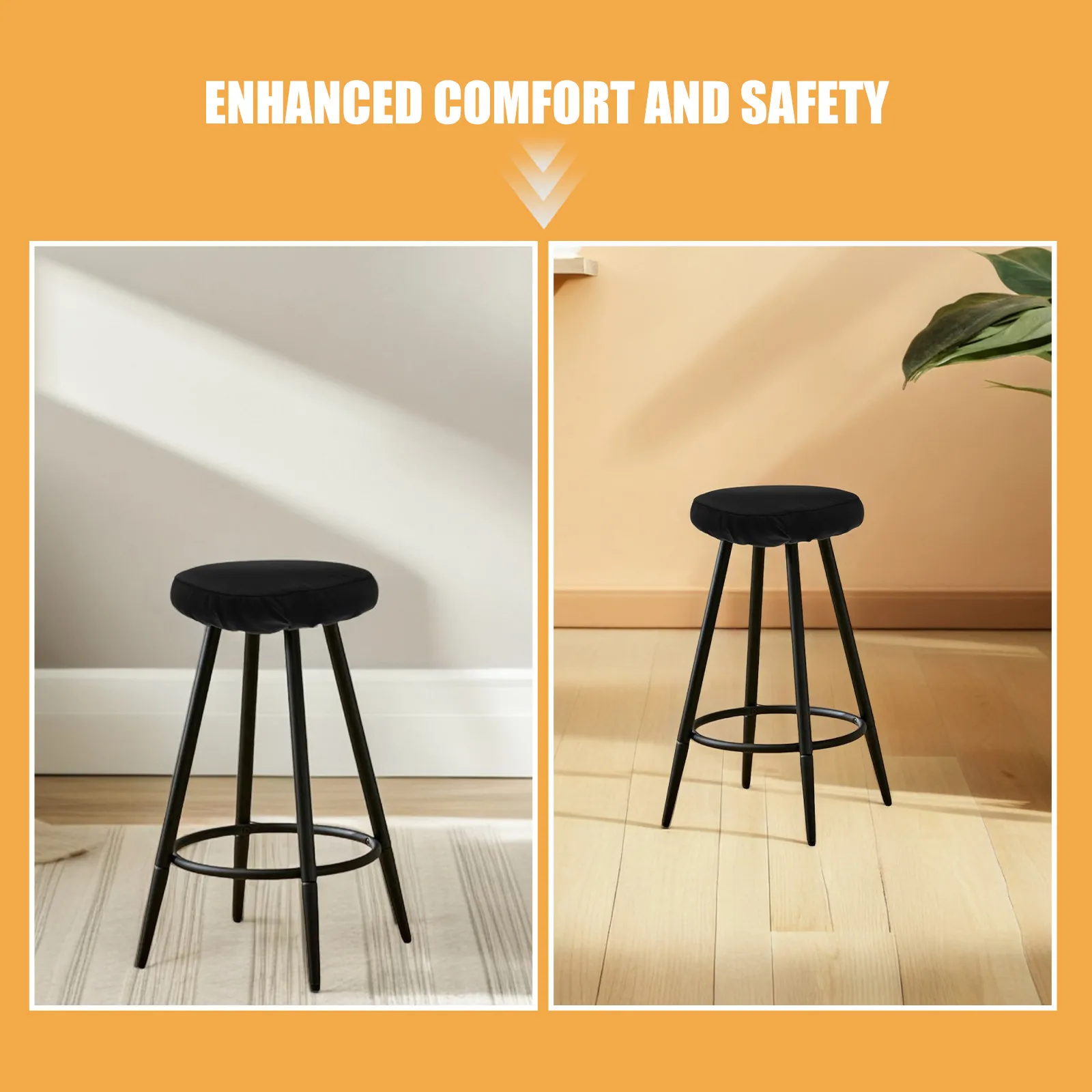 6Pcs Elastic Round Bar Stool Covers Soft Chair Seat Cushion Non-Slip Washable Kitchen Counter Stool Slipcovers Diameter