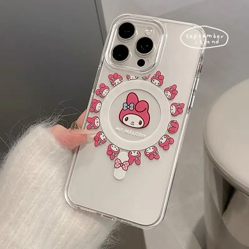 Classic Hello Kitty Melody Friends Cartoon Magnetic Cartoon Phone Case For iPhone 16 15 14 12 13 11 Pro Max Lovely Y2K Cover