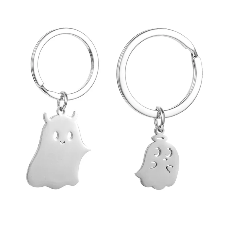 Porte-clés de couple de dessin animé mignon, pendentif créatif, puzzle en acier inoxydable, porte-clés de voiture, breloque de sac, décoration, cadeau de la fête des Léons