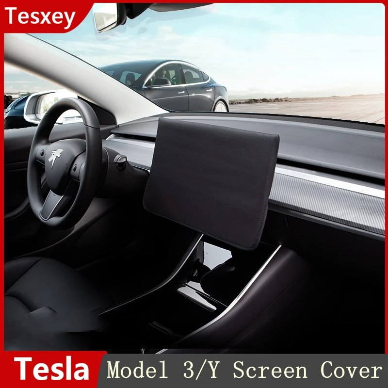 Screen Protector For Tesla Model 3 Y 2017-2022 2023 Slip On Sunshade Screen Protector Waterproof Fabric Navigation Cover