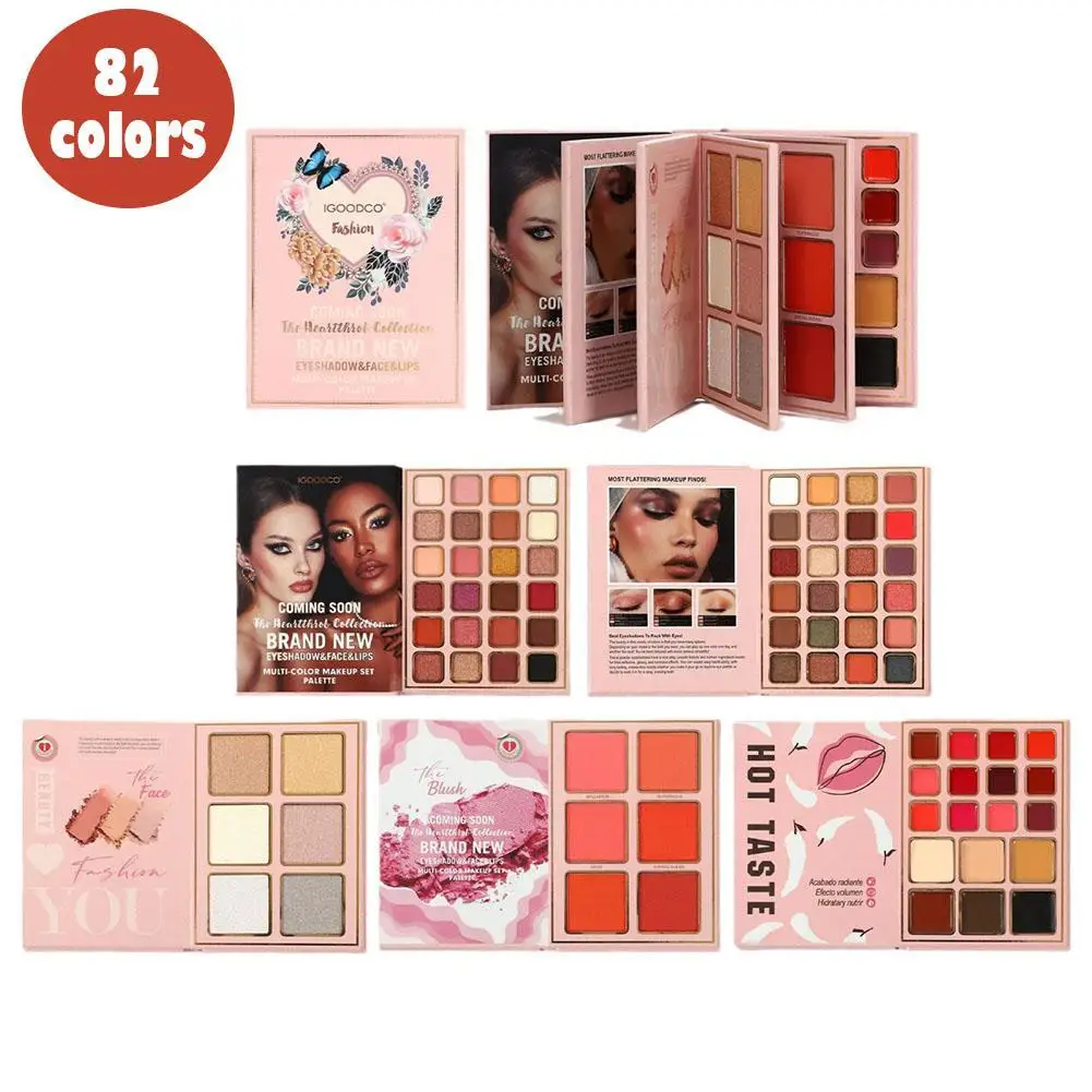 82 Colors Treasure Girl Matte Eyeshadow Palette Book Glitter Blush Concealer Eyes Pigment Cosmetic Professional Makeup for Face