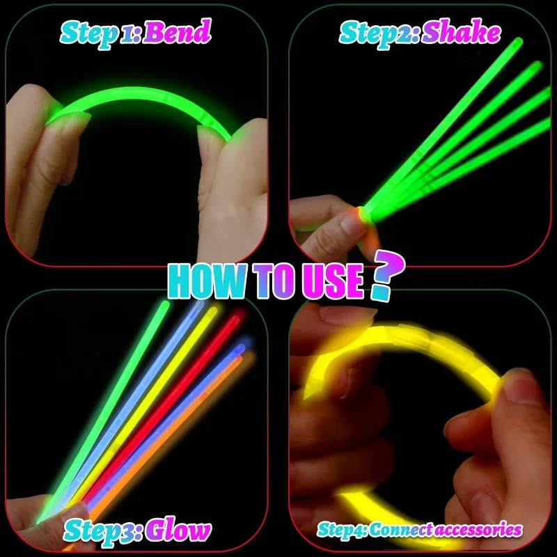 New 2024 Fluorescent Stick Bracelet Glow Stick Necklace Bracelet Party Supplies Concert Decoration Disposable Fluorescent Stick