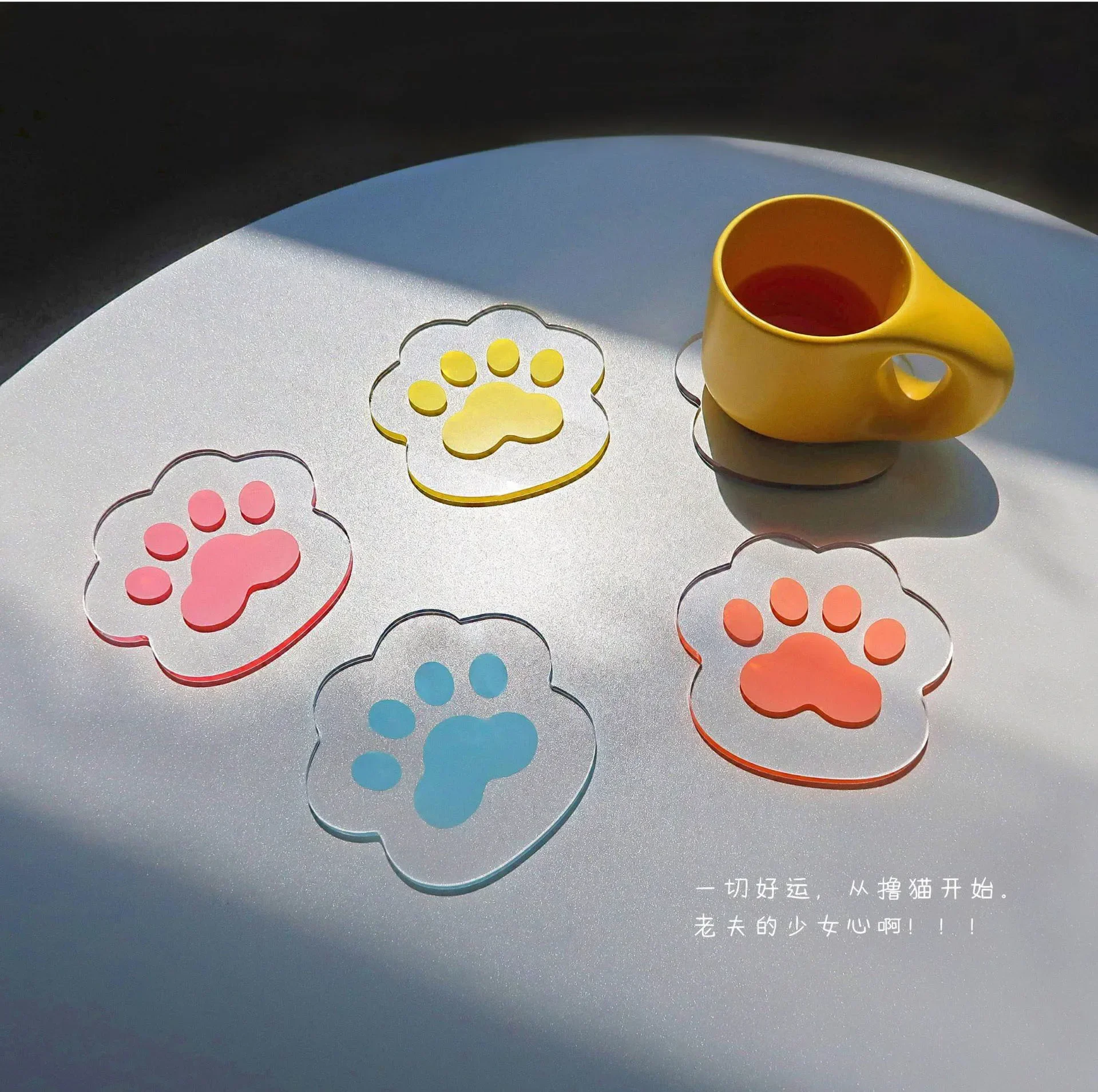 1 PCS Clear Acrylic Cat Claw Coaster Heat Insulated Pad Reusable Cup Holders Cute Kitchen Home Accessories