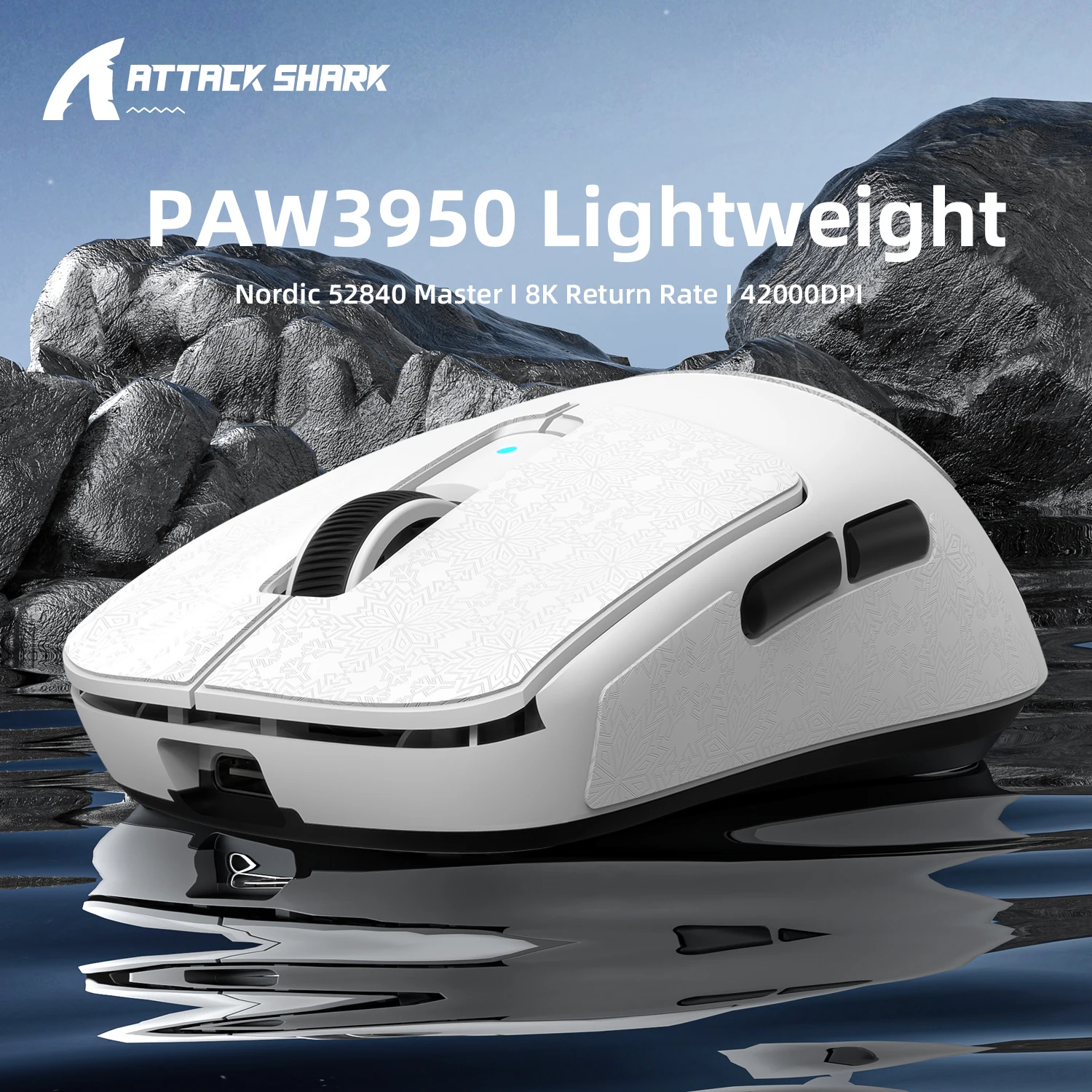 MAMBASNAKE X ATTACK SHARK R6 Tri-Mode Wireless Gaming Mouse PAW3950MAX 42000 DPI 8000 Hz RGB Ultra-Light 39g For PC Gamer