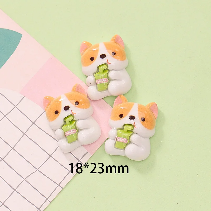 Kawaii Corgi Cartoon Resin Flatback Cabochon 20pcs Cute Puppy Diy Crafts Materials kid Handmade Jewelry Charms Accessories