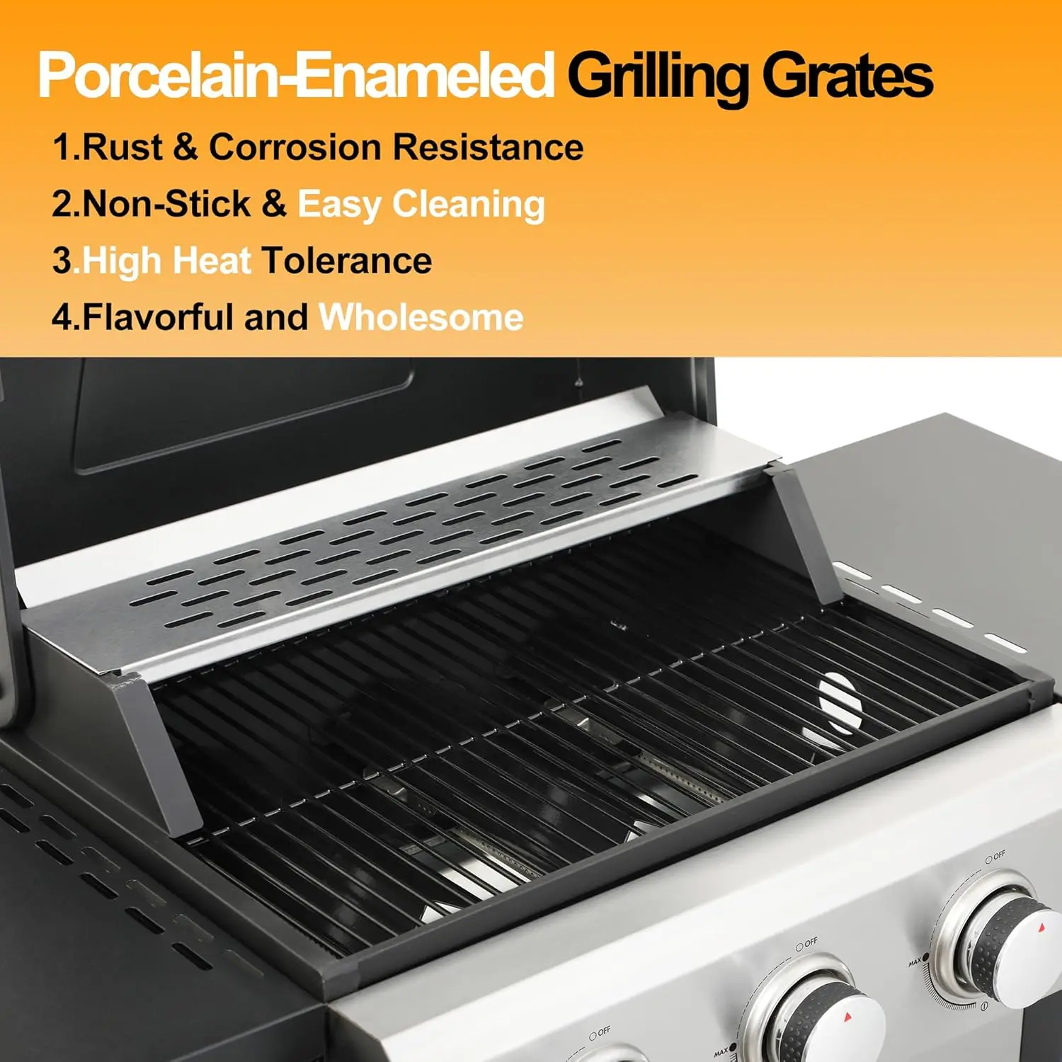 Parrilla de gas propano de 3 quemadores con salida de 30.000 BTU: gestión de grasa de fácil limpieza y distribución uniforme del calor para barbacoa perfecta (3-Bu