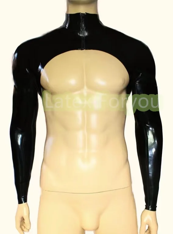 

Handmade Natural Latex Men's wear Top Men's Polo Neck Bolero Rubber Gummi Male Tops Rubber Fashion Customized Male Tops