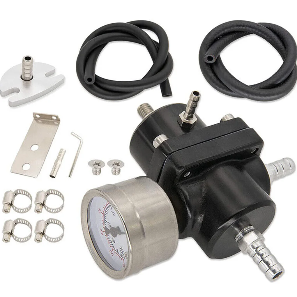 0-140 PSI Adjustable Fuel Pressure Regulator Oil Injection Regulating Valve with Gauge Booster Install Tool Accessories