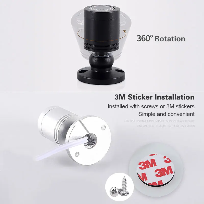 Led USB Spotlight 3W DC5V Jewelry Cabinet Showcase Counter Lamp Surface Mounted Ceiling Mini Spot Light USB plug 2 in One