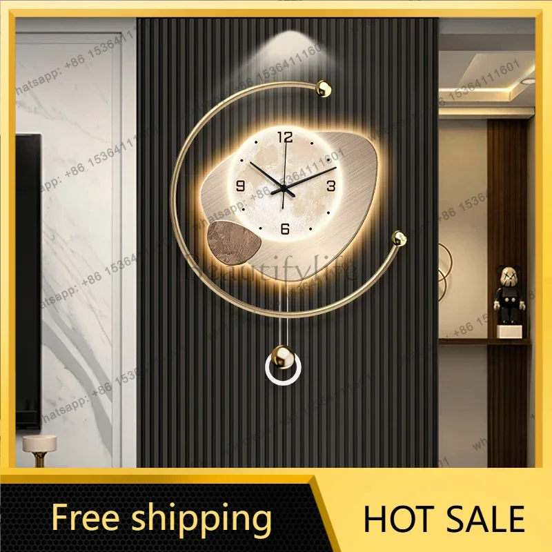 LJY Unique Artist Wall Clock Modern Led Light Silent Design Statement Piece for Living Room Office Luxury Home Art Decor