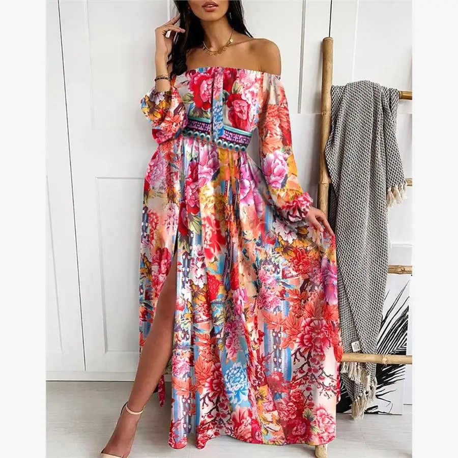 Printemps été Sexy imprimé t-shirt couleur ample femmes Dr à la mode décontracté Sle une pièce été 202 longueur régulière Sve