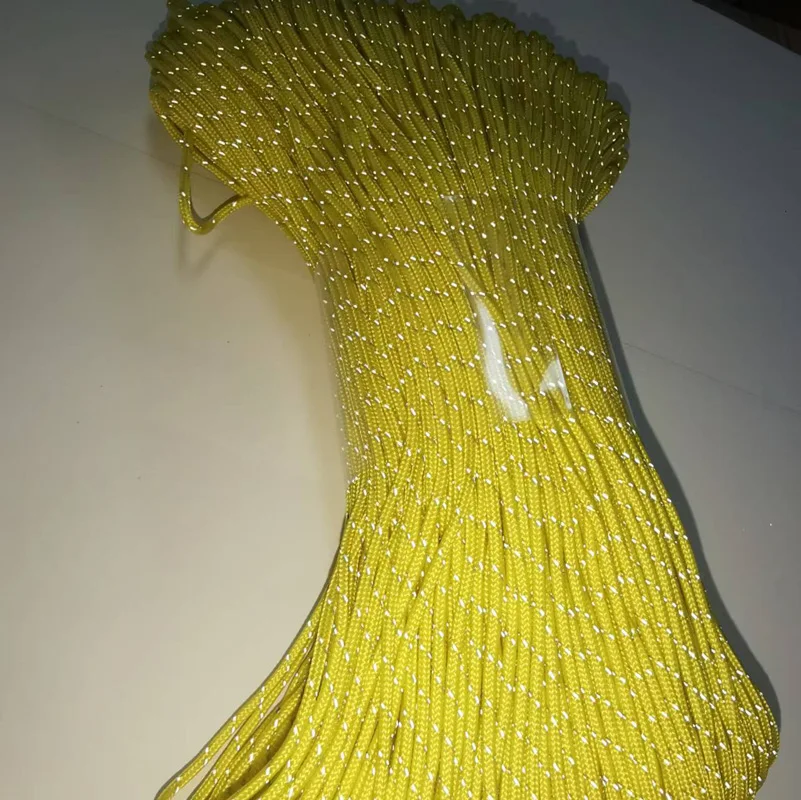 Reflektierendes Paracord Ø2mm Gelb, Taktisches Fallschirmseil für Camping, Zelt, Angeln, 3-Strang Paracord-Seil Länge 10/30/50M – Detail 2