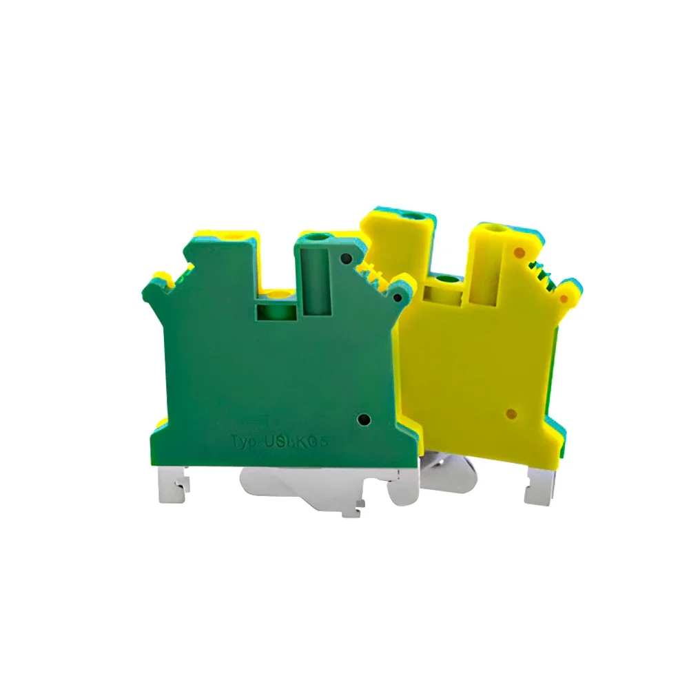 USLKG-5N 10Pcs Screw Din Rail Terminal Blocks Ground Bar Earth Universal Class Connector USLKG5N Wire Conductor