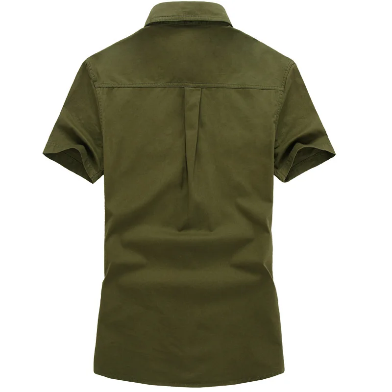 New Fashion Men Shirts for Summer Cotton Military Loose Baggy Army Shirts Short Sleeve Cargo Shirts Big Size Male Clothing