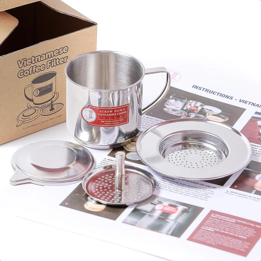 

Vietnamese Coffee Filter Maker Pr. Screw Down Phin Made in Vietnam. Authentic 1 Medium (8 oz )