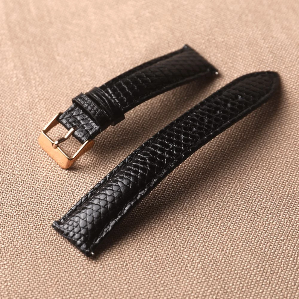 Handmade Leather Watchband, 18MM 20MM 22MM lizard Skin Quick Release, Soft Leather Strap, Black Men, Luxury leather