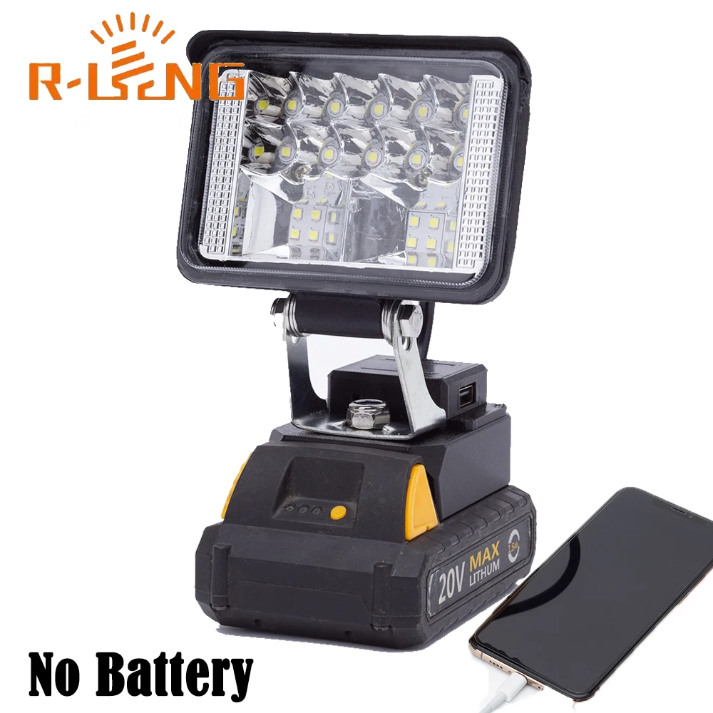 LED Work Light for DEKO 20V Lithium Battery w/ USB Flashlight Portable Emergency Flood Lamp Camping lamp(NO Battery )