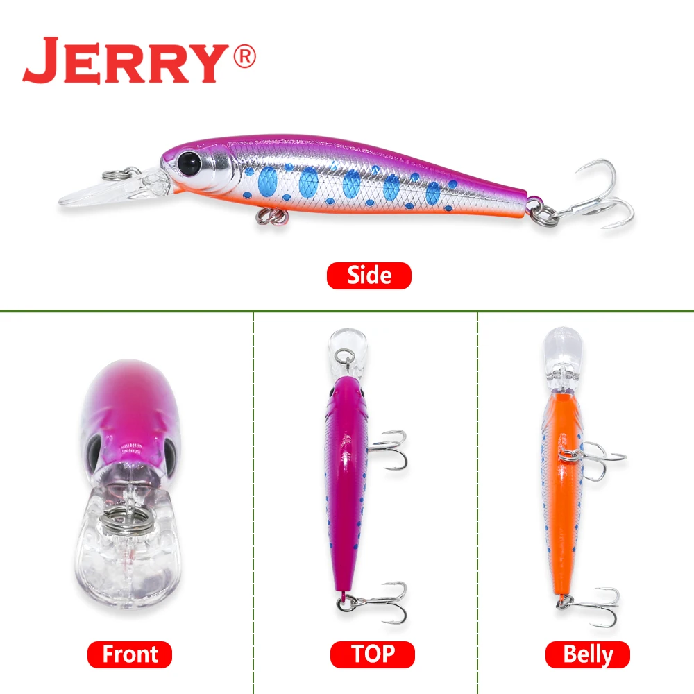 Jerry Rifle Trout Minnow Hard Lures Rock Spinning Fishing Jerkbait Bass Slow Sinking Plug Angling 65mm 2.55in 4.8g