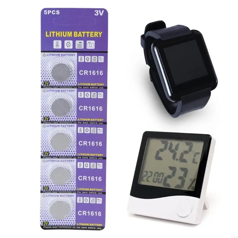 2025 ใหม่ 5PCS CR1616 3V ปุ่มลิเธียมแบตเตอรี่แบตเตอรี่สำหรับนาฬิกาเซ็นเซอร์อุณหภูมิเซ็นเซอร์ขวดน้ำตัวควบคุมระยะไกลของเล่นของเล่น