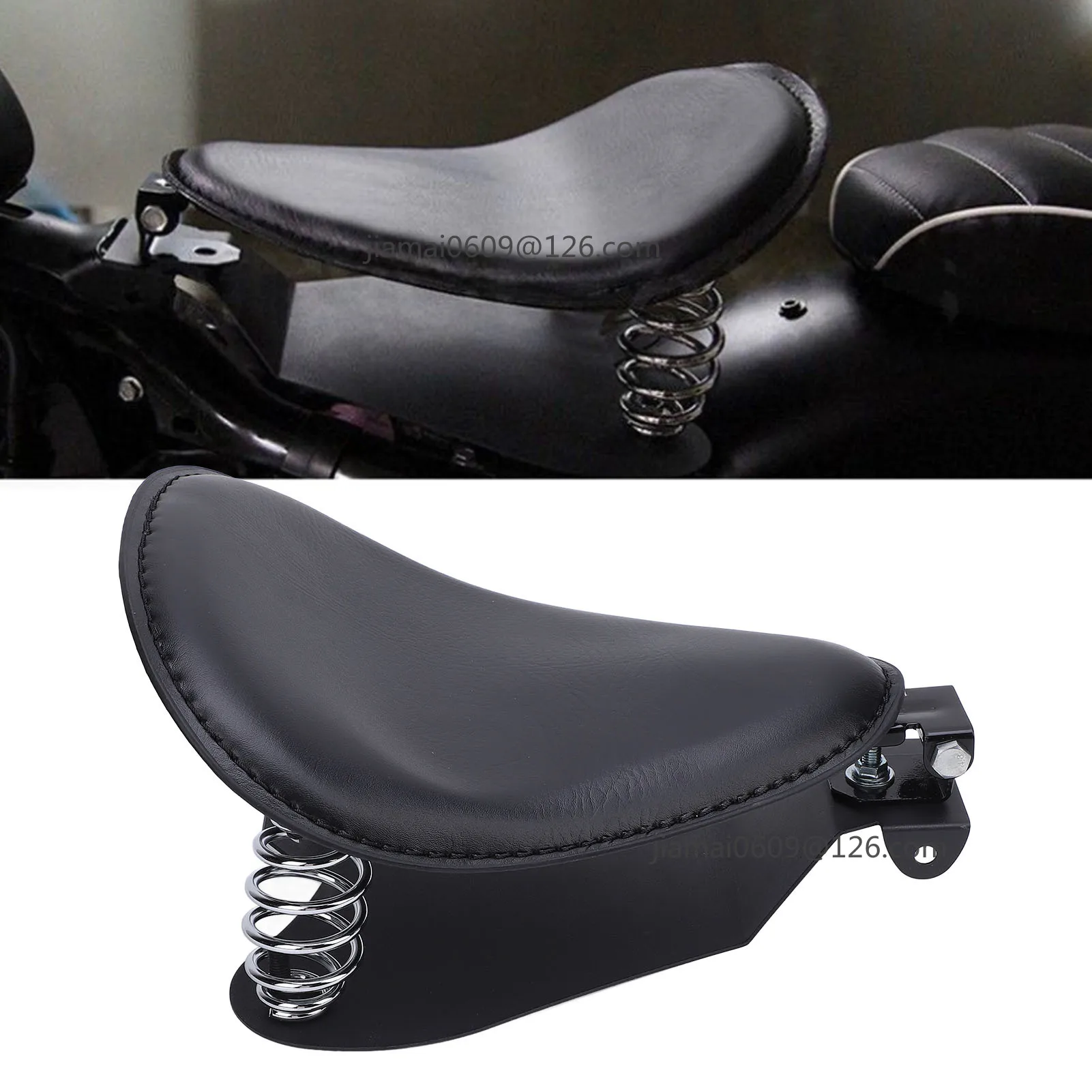 Motorcycle  Seat Motorcycle  Seat with Spring Bracket Kit Faux Leather Strong Support  Fit for Retro Motorcycle
