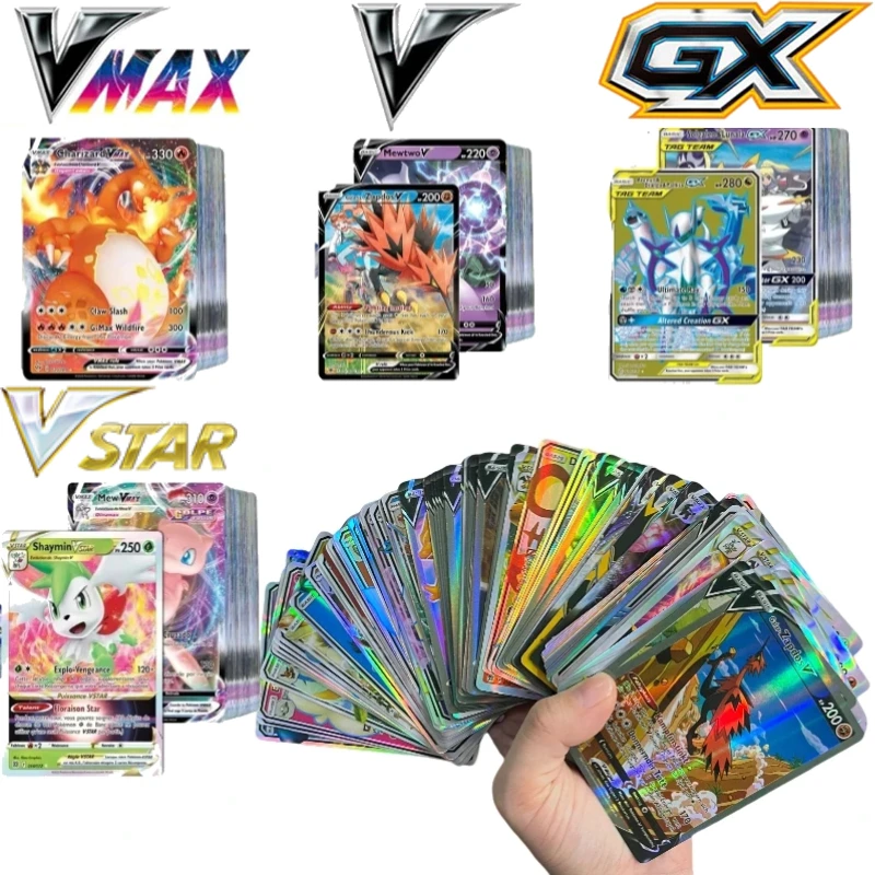 (الكورية/الإسبانية/الألمانية/الفرنسية/الإنجليزية) بوكيمون TCG GX Vmax VSTAR EX Shining Tag Team Battle Trading Collection Battle Cards