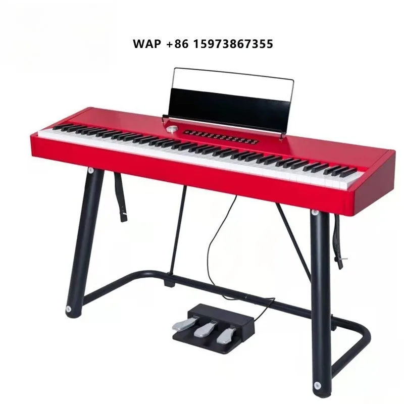 Aiersi Brand Gloss Red Polish 88 Hammer Weighted Keys Digital Piano Grand Electronic Keyboard Instrument Practise or Compose