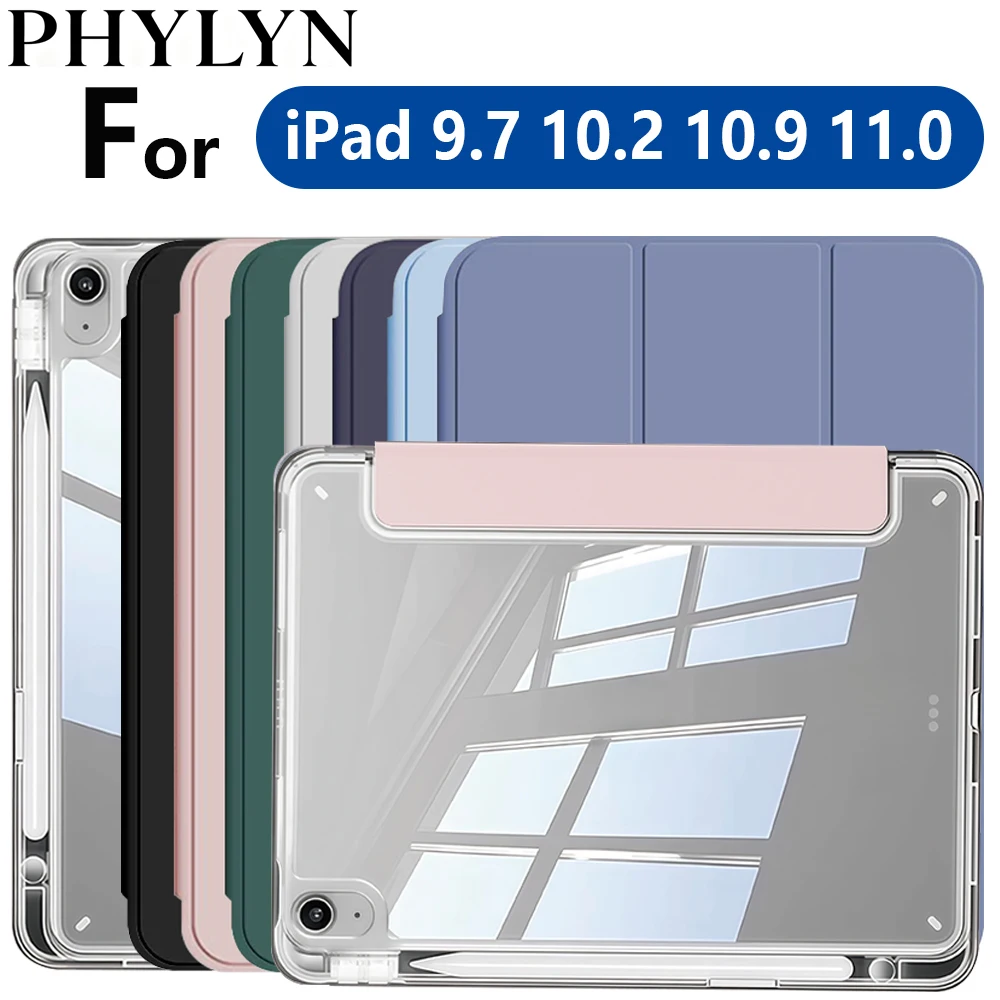 حافظة لجهاز iPad (A16) الجيل الحادي عشر، الجيل العاشر، 11 بوصة 2025، iPad 9th/8th/7th/6th/5th gen، حافظة iPad Air Crystal Clear مع فتحة قلم رصاص #1