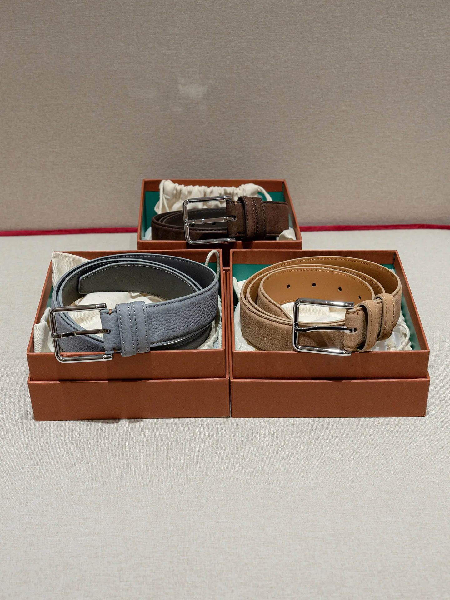 Italian style old money wind lychee embossed Calfskin calfskin belt