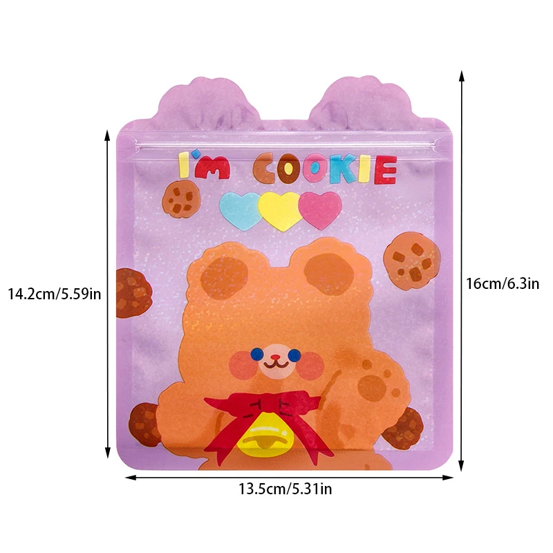 5szt Cartoon Bear Rabbit Snack Ziplock Bag Biscuits Candy Small Packaging Party Cute Handmade Snack Packaging Bags Home