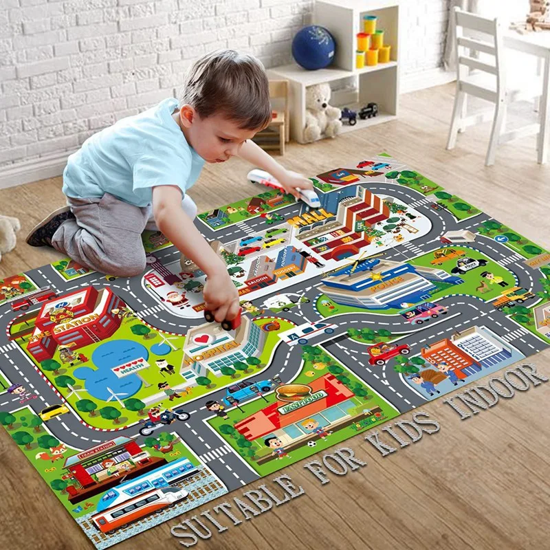 1Set Parent-Child Interaction Game Map Rug Perfect Children's Educational Road Traffic City Life Play Car Play Mat