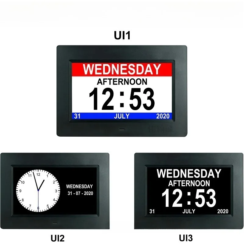 Upgraded 7 Inch Digital Smart Clock 4‑UI Interface Elderly Desktop Time Display Home Decoration Accessory