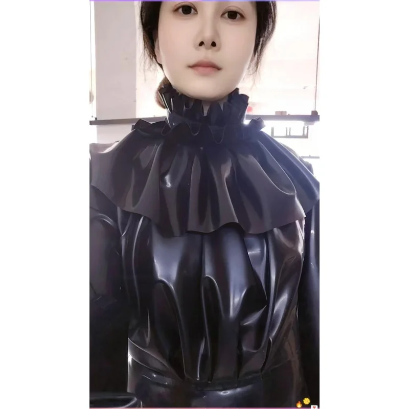 Latex-Gummi-Catsuit, modisches Sport-Top, eng anliegend, Cosplay, rein handgefertigt, Puffärmel