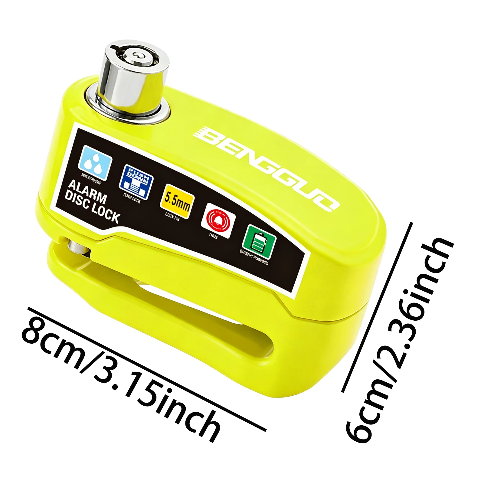 Motorcycle Disc Block Alarm Lock with 2 Key Bicycle Disc Brake Anti-theft Security Alarm Protection Padlock for Scooter Bicycle - view 6