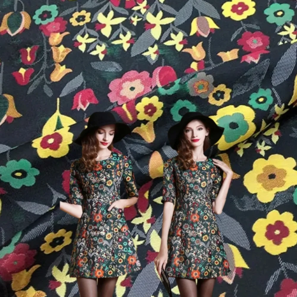 

Yarn Dyed Jacquard Fabric Spring Autumn Winter Small Floral Suit Coat Poncho Skirt Windbreaker Crisp Clothing Cloth By The Meter