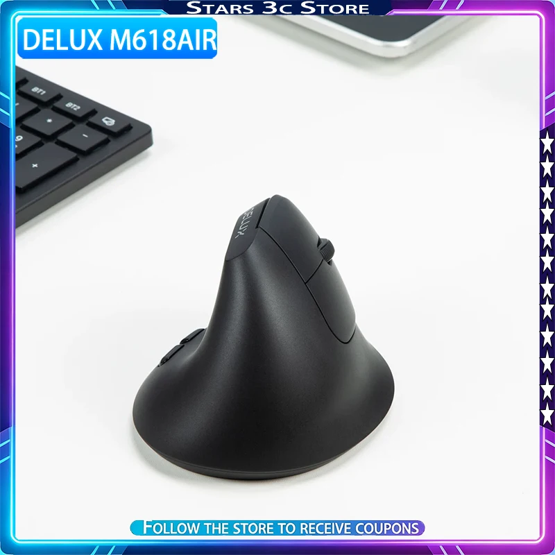 DeLUX M618Air Vertical Mouse Bluetooth Dual Mode Efficient Office Assistant Ergonomic Lightweight Mouse Computer Accessory