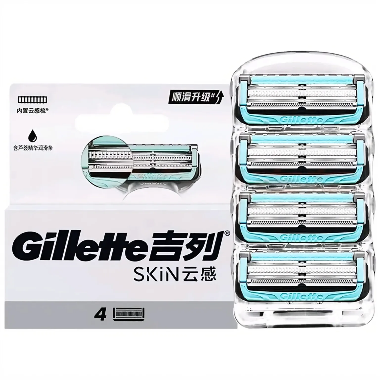 Gillette Skin Guard Razor Refill Blades 4Pcs Ultra Thin Layers Skin For Sensitive Acne Skin for Gillette SkinGuard Fusion Series