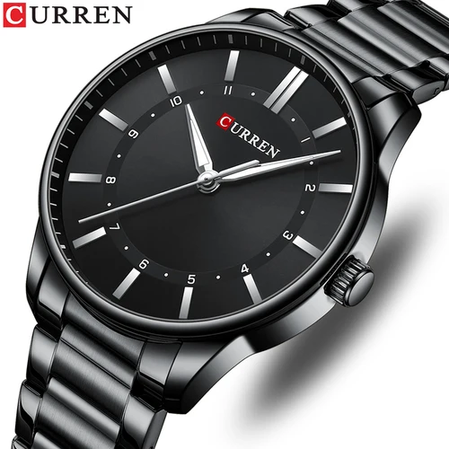 Relojes CURREN de cuarzo informales para hombre, relojes de pulsera de cuarzo de negocios simples con banda de acero inoxidable de marca de lujo