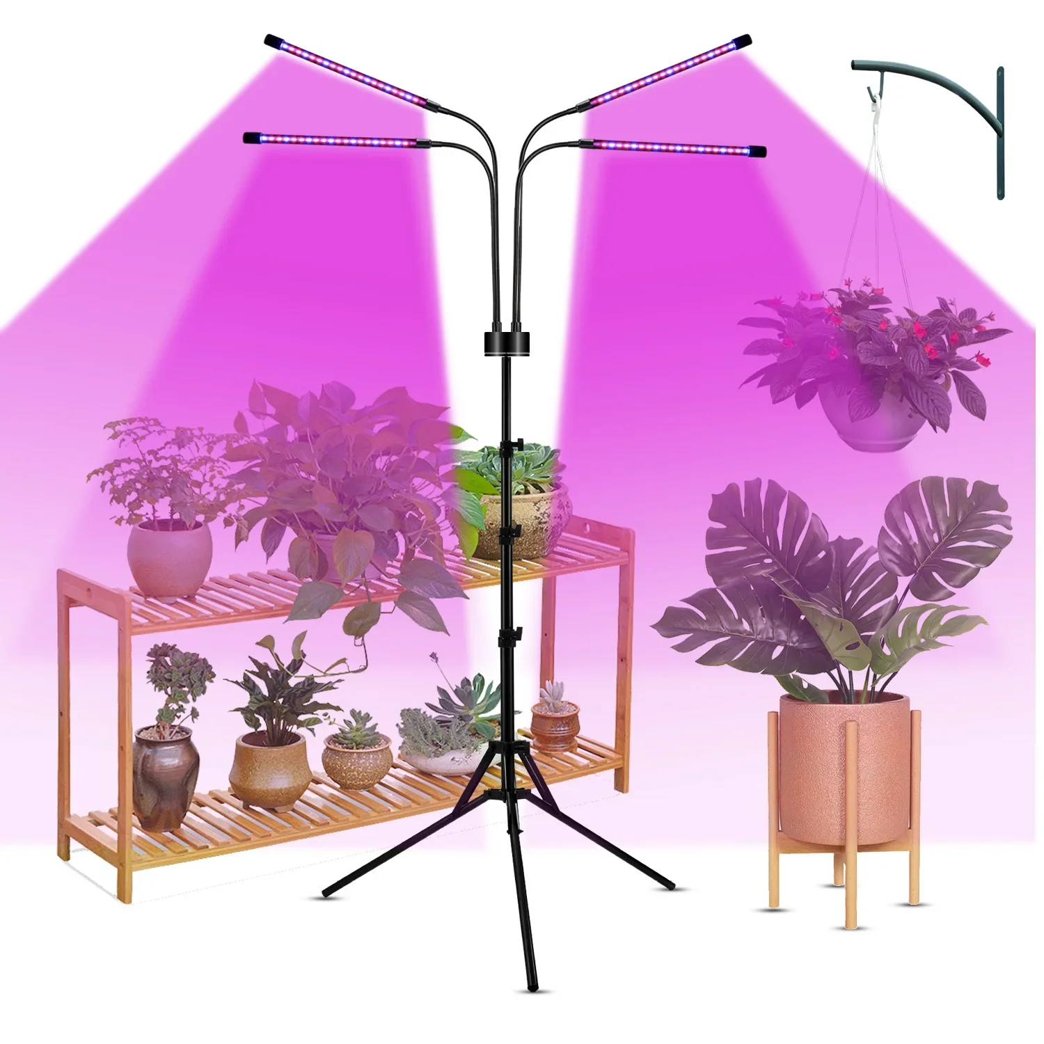 USB Plant Growth Lamp, LED Plant Lamp, Landing with Tripod, Red and Blue Light Adjustment, Cycle Timing Multi-Range Irradiation.