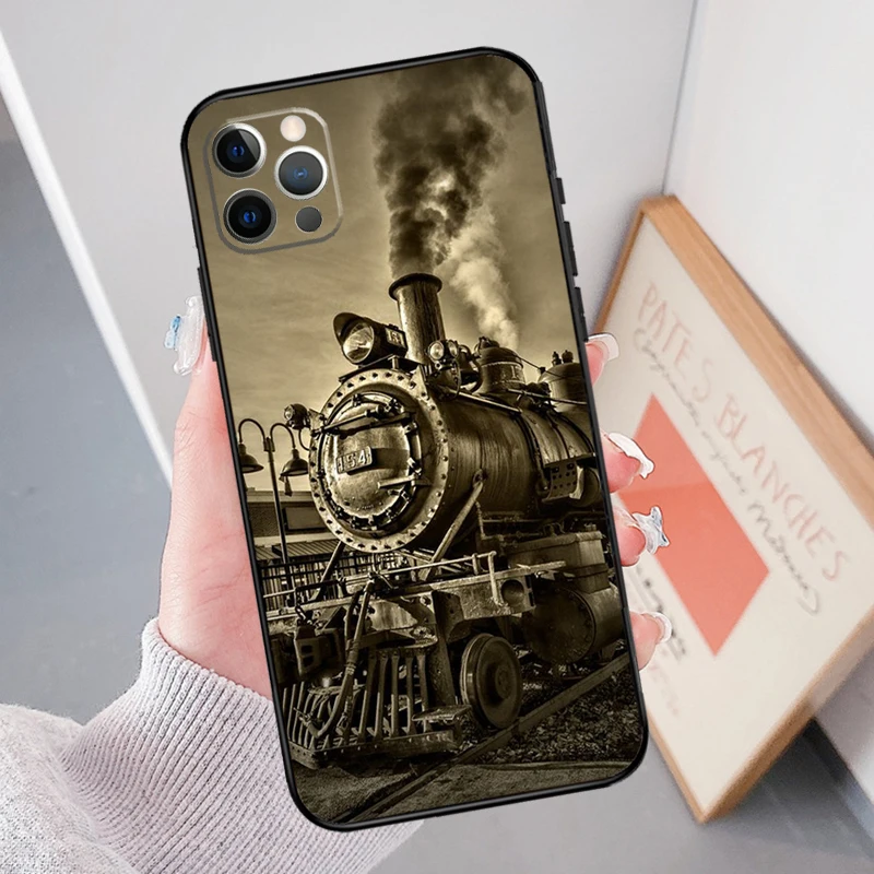 Train Steam Engine Case Cover For iPhone 12 13 Mini 11 14 15 Pro Max Plus X XS XR SE 2020 SE 2022 7 8 Coque