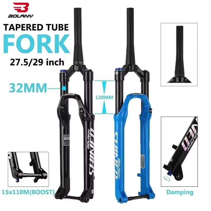 訳有 BOLANY 29インチ エアフォーク テーパードコラム 15x110mm BOLANY 29 Inch Air Fork 100mm Travel MTB Suspension
