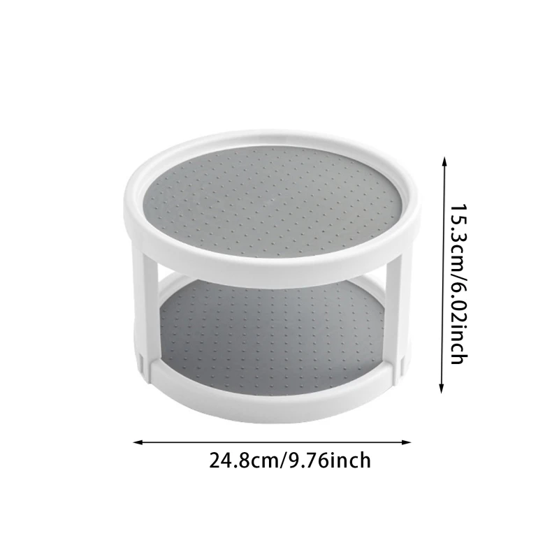 360 Degree Rotating Cabinet Organizer Kitchen Bathroom Cosmetic Turntable Storage Tray Non-Slip Spice Round Rack Plate