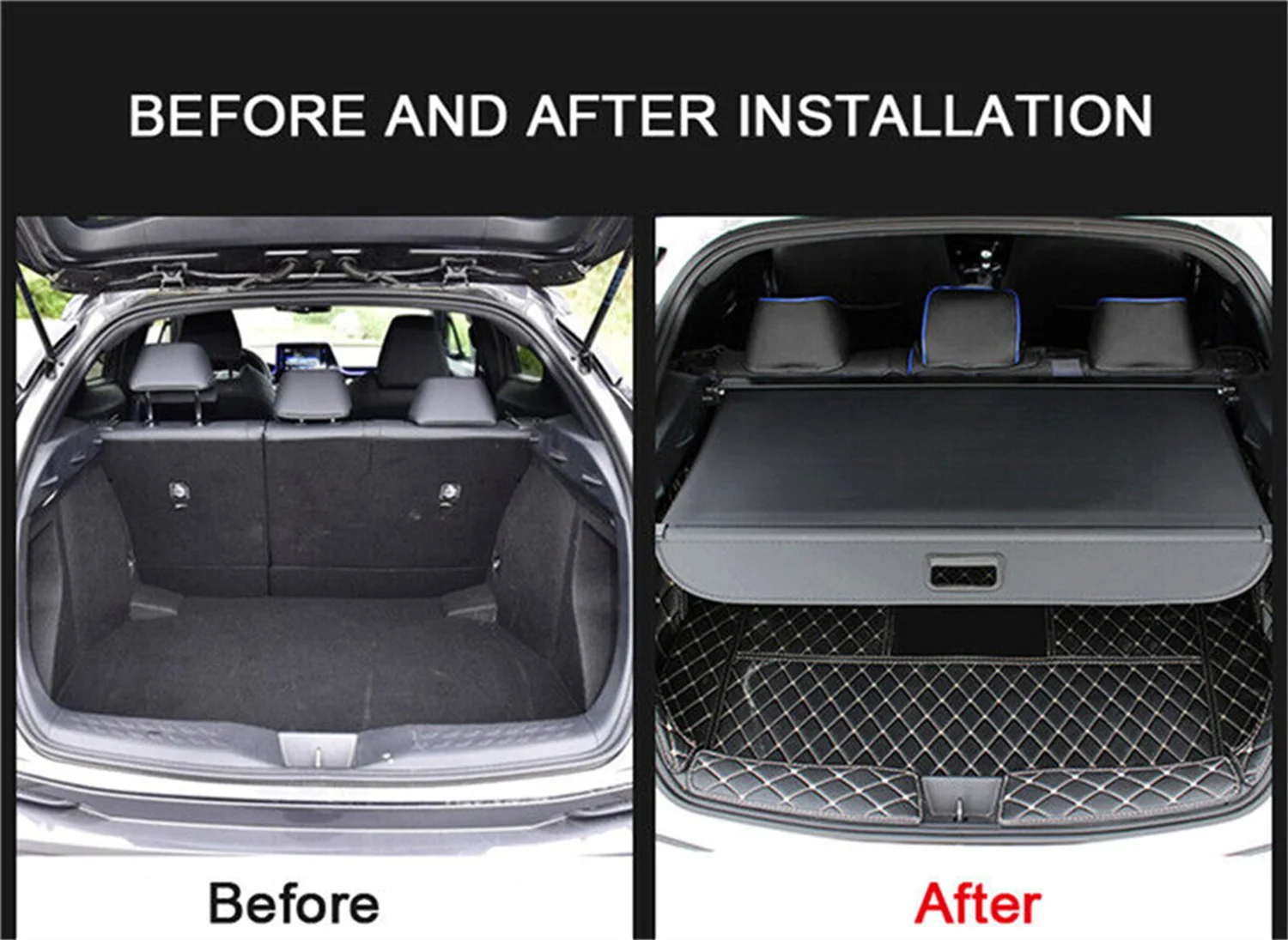 for Toyota C-HR CHR 2016-2022 Car Retractable Rear Trunk Cargo Cover Security Shield Shade Luggage Cover 1Set